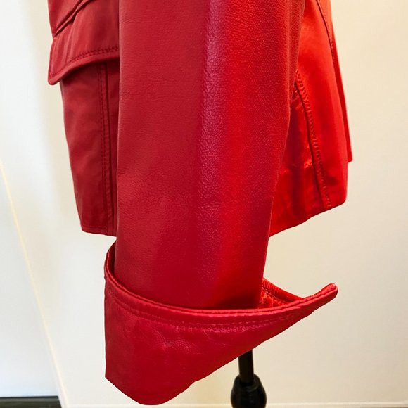 Red Soft Leather Jacket Blazer - Picture 4 of 16